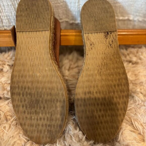 Free People Women's Espadrilles Brown Leather w/ Tan Woven Sole Size 7 - Picture 6 of 6